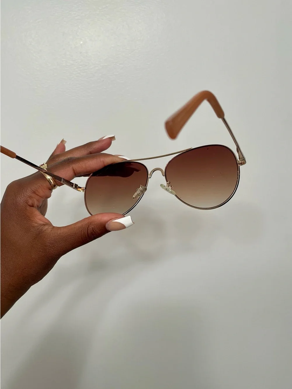 Express Gold Frame Brown Gradient Lens Women's Aviator Sunglasses